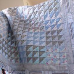Patchwork quilt baby quilt blue quilt lap quilt wall hanging