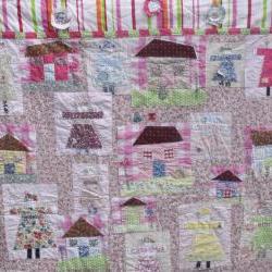 modern handmade patchwork quilt girls quilt lap quilt cover with houses and people