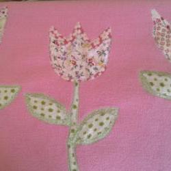 Baby blanket pink girl flowers crib playmat