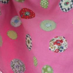 Baby blanket pink with red yellow blue cream circles