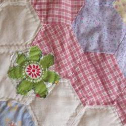 Modern patchwork quilt with vintage twist baby quilt in pastel colours traditional style quilt cover updated